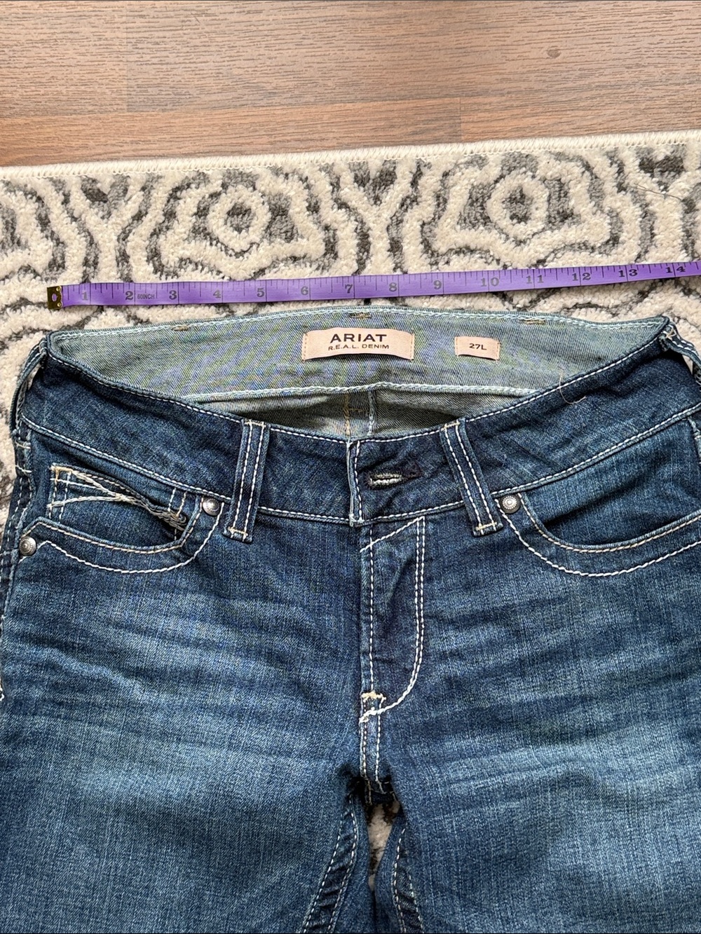 Ariat Dark Blue Flare Jeans with Embroidered Back Pockets - Picture 5 of 6